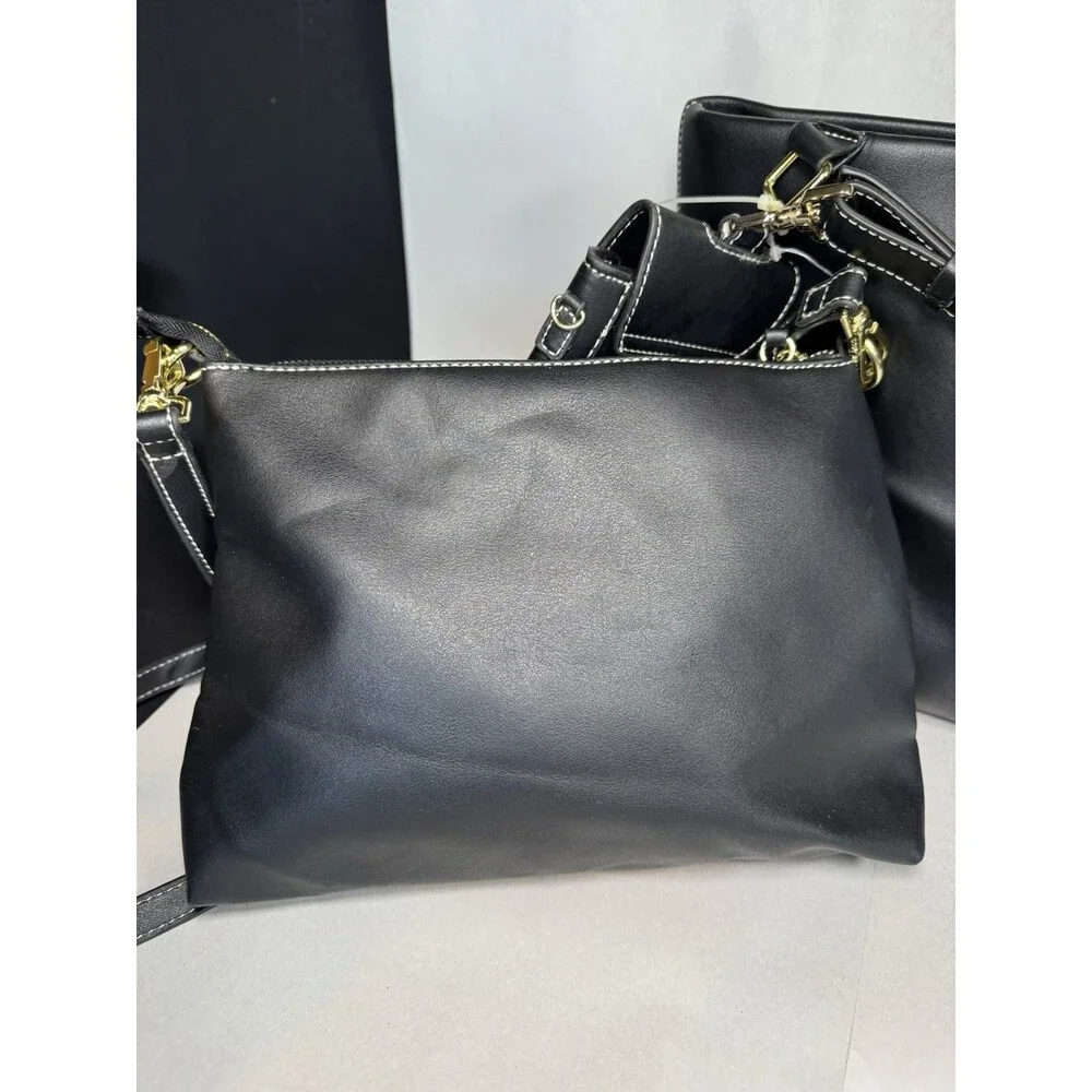 NWT Steve Madden Black Bizumi 3-Piece Tote Crossbody and Phone Bag